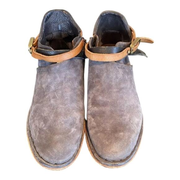 Free People X AS 98 Felix Flat Gray Leather Ankle Boot Size 37 Boho - Picture 10 of 13